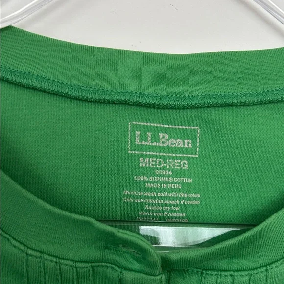 L.L. Bean, cotton henley, 3/4 sleeve, Women's medium, green - Picture 2 of 7
